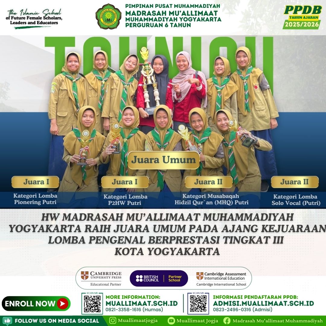 HW MADRASAH MU’ALLIMAAT MUHAMMADIYAH YOGYAKARTA RAIH JUARA UMUM PADA AJANG KEJUARAAN LOMBA PENGENAL BERPRESTASI TINGKAT III KOTA YOGYAKARTA