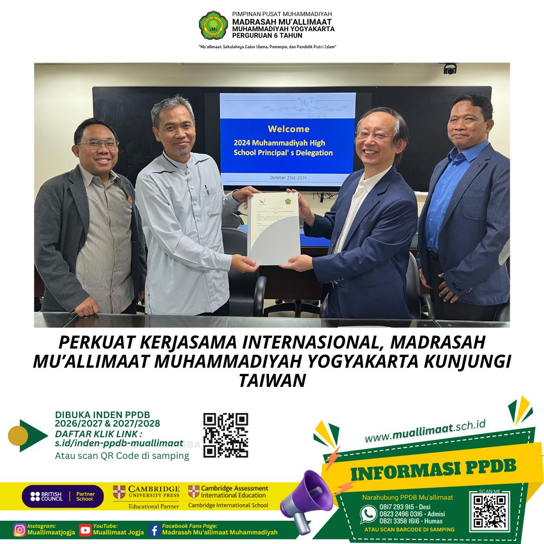 PERKUAT KERJASAMA INTERNASIONAL, MADRASAH MU’ALLIMAAT MUHAMMADIYAH YOGYAKARTA KUNJUNGI TAIWAN