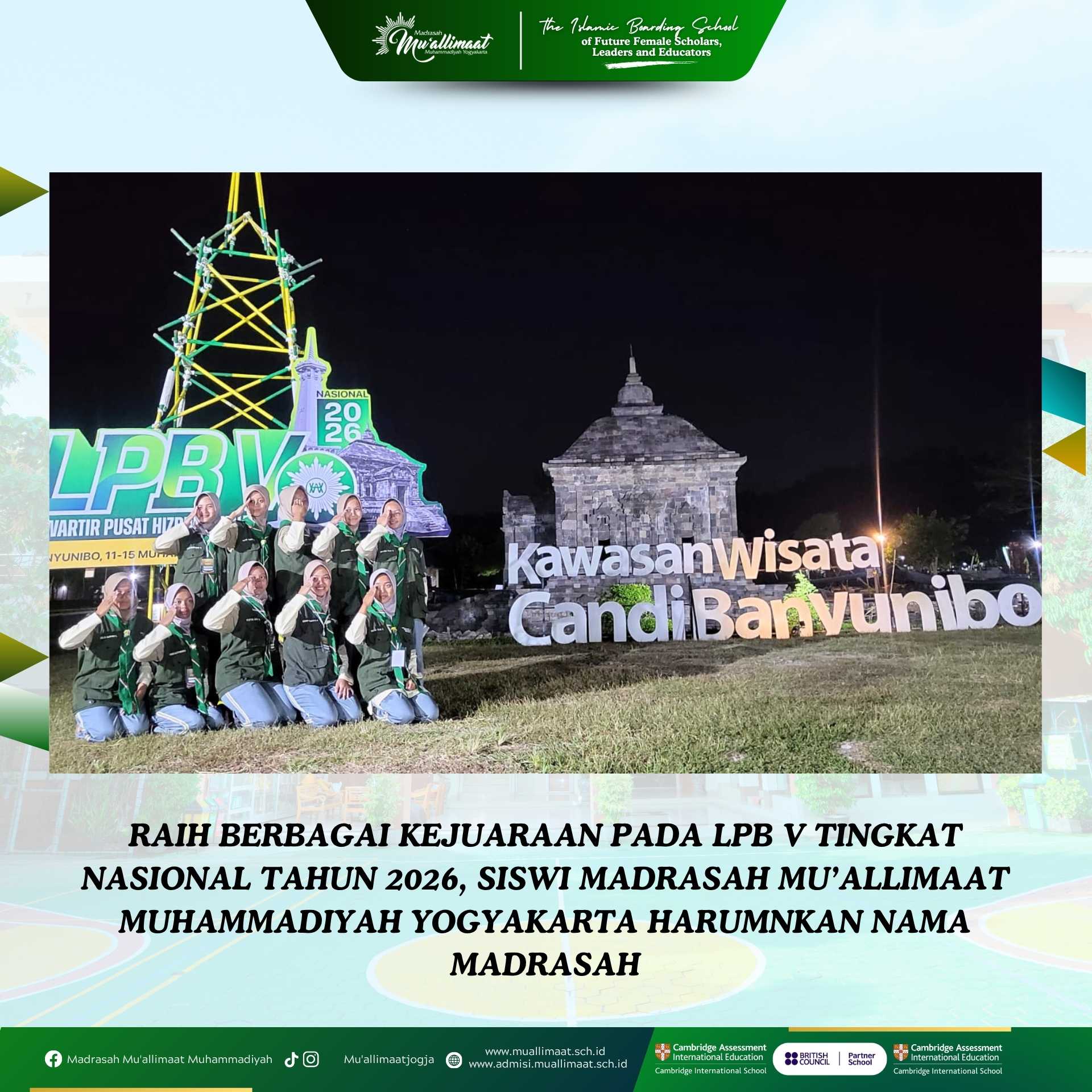 RAIH BERBAGAI KEJUARAAN PADA LPB V TINGKAT NASIONAL TAHUN 2026, SISWI MADRASAH MU’ALLIMAAT MUHAMMADIYAH YOGYAKARTA HARUMNKAN NAMA MADRASAH