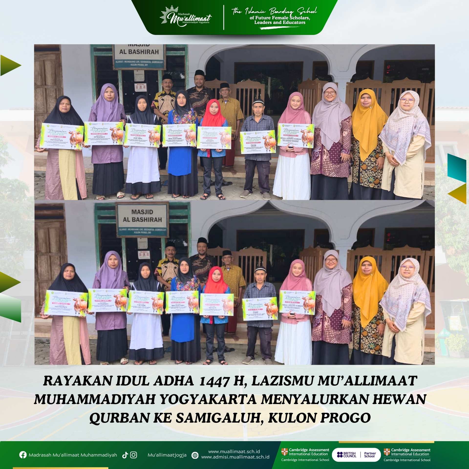 RAYAKAN IDUL ADHA 1447 H, LAZISMU MU’ALLIMAAT MUHAMMADIYAH YOGYAKARTA MENYALURKAN HEWAN QURBAN KE SAMIGALUH, KULON PROGO